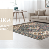 Ultra Soft Area Rug, Non Slip, Stain Resistant, Washable Area Rugs for Living Room, Bedroom, Rustic Vintage Floral Elegance(Blue)