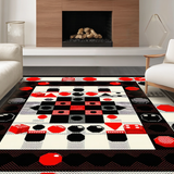 Ultra Soft Area Rug, Non Slip, Stain Resistant, Washable Area Rugs for Living Room, Bedroom, Playful Modern Dice Aesthetic(Red)
