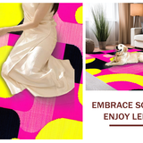 Ultra Soft Area Rug, Non Slip, Stain Resistant, Washable Area Rugs for Living Room, Bedroom, Vibrant Memphis Style Aesthetic(Pink)