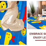 Ultra Soft Area Rug, Non Slip, Stain Resistant, Washable Area Rugs for Living Room, Bedroom, Colorful Educational Animal Motif(Blue)