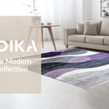 Ultra Soft Area Rug, Non Slip, Stain Resistant, Washable Area Rugs for Living Room, Bedroom, Elegant Tiled Grey Purple Harmony(Purple)
