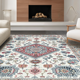 Ultra Soft Area Rug, Non Slip, Stain Resistant, Washable Area Rugs for Living Room, Bedroom, Minimalist Floral Silver Palette(White)