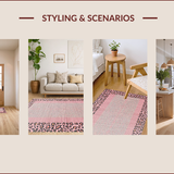 Ultra Soft Area Rug, Non Slip, Stain Resistant, Washable Area Rugs for Living Room, Bedroom, Trendy Pink Safari Inspired Design(Pink)
