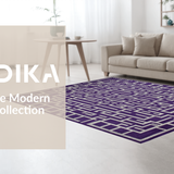 Ultra Soft Area Rug, Non Slip, Stain Resistant, Washable Area Rugs for Living Room, Bedroom, Stylish Gray and Purple Harmony(Purple)