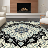 Ultra Soft Area Rug, Non Slip, Stain Resistant, Washable Area Rugs for Living Room, Bedroom, Intricate Mandala Motif in Cream(White)