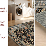 Ultra Soft Area Rug, Non Slip, Stain Resistant, Washable Area Rugs for Living Room, Bedroom, Sophisticated Traditional Print Motif(Black)