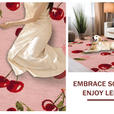 Ultra Soft Area Rug, Non Slip, Stain Resistant, Washable Area Rugs for Living Room, Bedroom, Blush Bow Tie and Cherry Cluster Washable Runner Mat(Pink)