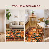 Ultra Soft Area Rug, Non Slip, Stain Resistant, Washable Area Rugs for Living Room, Bedroom, Cozy Floral Inspired Runner(Orange)