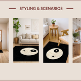 Ultra Soft Area Rug, Non Slip, Stain Resistant, Washable Area Rugs for Living Room, Bedroom, Yin Yang Velvet Bathroom Meditation Rug Non Slip(Black)