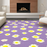 Ultra Soft Area Rug, Non Slip, Stain Resistant, Washable Area Rugs for Living Room, Bedroom, Playful Purple Blossom Pattern(Purple)