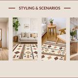 Ultra Soft Area Rug, Non Slip, Stain Resistant, Washable Area Rugs for Living Room, Bedroom, Rustic Vintage Southwest Aesthetic(Beige)