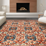 Ultra Soft Area Rug, Non Slip, Stain Resistant, Washable Area Rugs for Living Room, Bedroom, Vibrant Shabby Chic Textured Approach(Red)