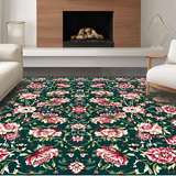 Ultra Soft Area Rug, Non Slip, Stain Resistant, Washable Area Rugs for Living Room, Bedroom, Ornate Oriental Floral Harmony(Green)