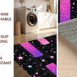 Ultra Soft Area Rug, Non Slip, Stain Resistant, Washable Area Rugs for Living Room, Bedroom, Vibrant Cosmic Glitter Aesthetic(Black)