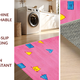 Ultra Soft Area Rug, Non Slip, Stain Resistant, Washable Area Rugs for Living Room, Bedroom, Whimsical Educational Creature Composition(Pink)