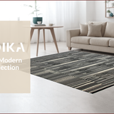 Ultra Soft Area Rug, Non Slip, Stain Resistant, Washable Area Rugs for Living Room, Bedroom, Elegant High-Contrast Linear Elements(Black)