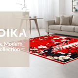 Ultra Soft Area Rug, Non Slip, Stain Resistant, Washable Area Rugs for Living Room, Bedroom, Vibrant Cherry Blossom Aesthetic(Red)