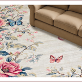 Ultra Soft Area Rug, Non Slip, Stain Resistant, Washable Area Rugs for Living Room, Bedroom, Rustic Nature-Inspired Butterfly Design(Ivory)