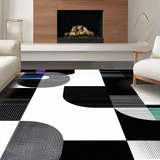 Ultra Soft Area Rug, Non Slip, Stain Resistant, Washable Area Rugs for Living Room, Bedroom, Sleek Monochrome Abstract Motif(Black)