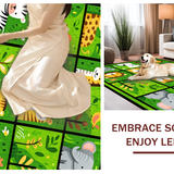 Ultra Soft Area Rug, Non Slip, Stain Resistant, Washable Area Rugs for Living Room, Bedroom, Joyful Circular Animal Playground Concept(Green)
