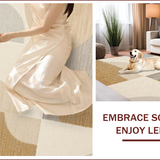 Ultra Soft Area Rug, Non Slip, Stain Resistant, Washable Area Rugs for Living Room, Bedroom, Handmade Ivory Bedroom Minimalist Abstract Wool Carpet(Beige)