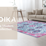 Ultra Soft Area Rug, Non Slip, Stain Resistant, Washable Area Rugs for Living Room, Bedroom, Enchanting Vintage Symmetrical Patterns(Blue)
