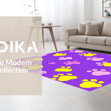 Ultra Soft Area Rug, Non Slip, Stain Resistant, Washable Area Rugs for Living Room, Bedroom, Delightful Soft Paw Print Composition(Purple)