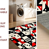 Ultra Soft Area Rug, Non Slip, Stain Resistant, Washable Area Rugs for Living Room, Bedroom, Chic Red and Black Geometry(Black)