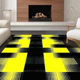 Ultra Soft Area Rug, Non Slip, Stain Resistant, Washable Area Rugs for Living Room, Bedroom, Retro Monochrome Music Motif(Yellow)