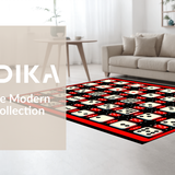 Ultra Soft Area Rug, Non Slip, Stain Resistant, Washable Area Rugs for Living Room, Bedroom, Dynamic Red and Black Scheme(Red)