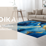 Ultra Soft Area Rug, Non Slip, Stain Resistant, Washable Area Rugs for Living Room, Bedroom, Serene Coastal Marble Design(Blue)