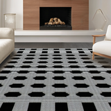 Ultra Soft Area Rug, Non Slip, Stain Resistant, Washable Area Rugs for Living Room, Bedroom, Stylish Lattice Structure in Noir(Black)