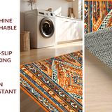 Ultra Soft Area Rug, Non Slip, Stain Resistant, Washable Area Rugs for Living Room, Bedroom, Eclectic Colorful Geometric Motif(Orange)