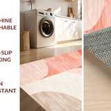 Ultra Soft Area Rug, Non Slip, Stain Resistant, Washable Area Rugs for Living Room, Bedroom, Artful Textured Geometric Composition(Orange)