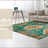 Ultra Soft Area Rug, Non Slip, Stain Resistant, Washable Area Rugs for Living Room, Bedroom, Vibrant Tribal Tapestry Aesthetic(Orange)