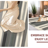 Ultra Soft Area Rug, Non Slip, Stain Resistant, Washable Area Rugs for Living Room, Bedroom, Sleek Geometric Black and Beige(Beige)