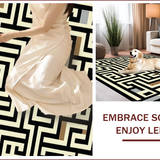 Ultra Soft Area Rug, Non Slip, Stain Resistant, Washable Area Rugs for Living Room, Bedroom, Geometric Black Beige Living Room Area Rug(Beige)
