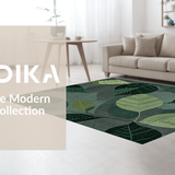 Ultra Soft Area Rug, Non Slip, Stain Resistant, Washable Area Rugs for Living Room, Bedroom, Luxurious Dark Green Abstract Design(Gray)