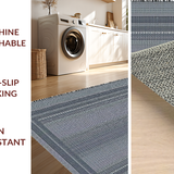Ultra Soft Area Rug, Non Slip, Stain Resistant, Washable Area Rugs for Living Room, Bedroom, Contemporary Black Tiled Motif(Gray)