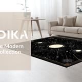 Ultra Soft Area Rug, Non Slip, Stain Resistant, Washable Area Rugs for Living Room, Bedroom, Ethereal Gothic Cosmos Design(Black)