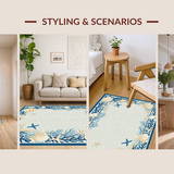 Ultra Soft Area Rug, Non Slip, Stain Resistant, Washable Area Rugs for Living Room, Bedroom, Oceanic Coral Reef Aesthetic(Beige)