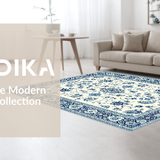 Elegant Ivory Blue Botanical Motif(Beige)