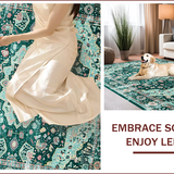 Ultra Soft Area Rug, Non Slip, Stain Resistant, Washable Area Rugs for Living Room, Bedroom, Charming Boho Floral Arrangement(Green)