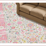 Ultra Soft Area Rug, Non Slip, Stain Resistant, Washable Area Rugs for Living Room, Bedroom, Chic Geometric Soft Pink Aesthetic(Ivory)