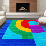 Cheerful Rainbow Typography Motif(Blue)