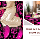 Ultra Soft Area Rug, Non Slip, Stain Resistant, Washable Area Rugs for Living Room, Bedroom, Playful Halloween Iconography Design(Pink)