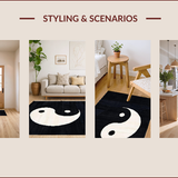 Ultra Soft Area Rug, Non Slip, Stain Resistant, Washable Area Rugs for Living Room, Bedroom, Elegant Traditional Yin Yang Motif(Black)