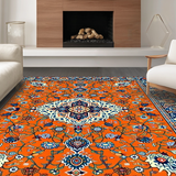 Ultra Soft Area Rug, Non Slip, Stain Resistant, Washable Area Rugs for Living Room, Bedroom, Artful Floral Circular Arrangement(Orange)