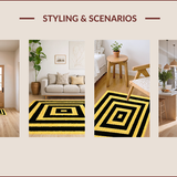 Ultra Soft Area Rug, Non Slip, Stain Resistant, Washable Area Rugs for Living Room, Bedroom, Luxury Greek Key Black Gold Entryway Runner(Yellow)