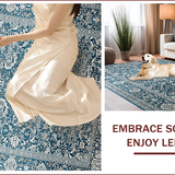 Ultra Soft Area Rug, Non Slip, Stain Resistant, Washable Area Rugs for Living Room, Bedroom, Timeless Dual-Toned Floral Arrangement(Blue)
